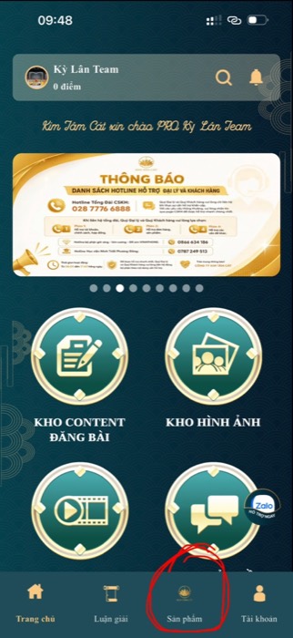 Bước 7 — bấm Sản phẩm